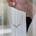 Korean Style Zircon V-Shaped Faux Pearl Necklace Light Luxury Geometric Choker For Women view 4