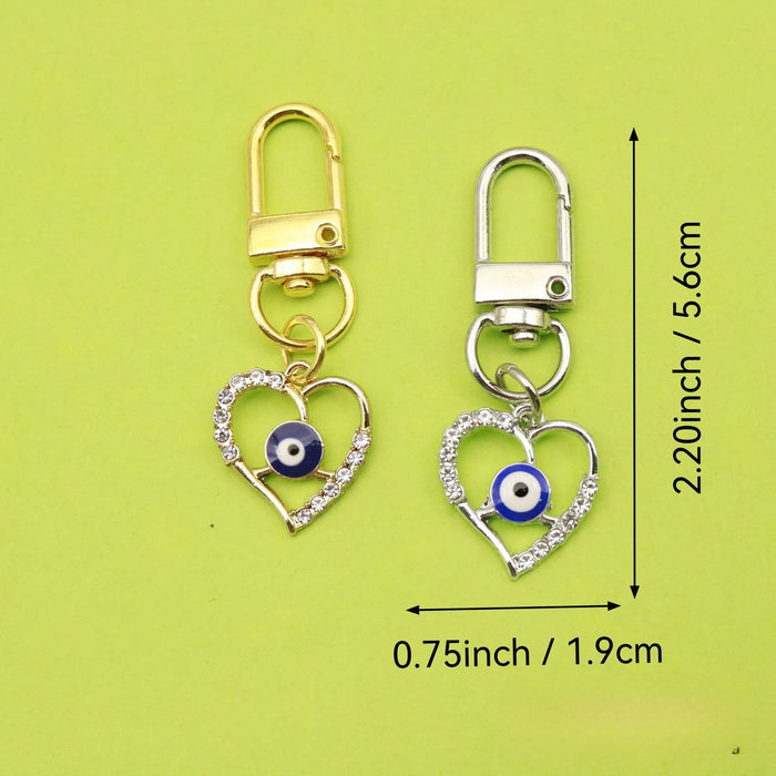 Metal Evil Eye Good Luck Card Keychain With Rhinestone Gift