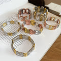 Vintage Alloy Heart Textured Letter Elastic Bangle For Women Light Luxury Western Jewelry view 4