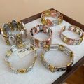 Vintage Alloy Heart Textured Letter Elastic Bangle For Women Light Luxury Western Jewelry view 2