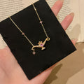 24K Gold Plated Copper Zircon Magic Lamp Star Geometric Light Luxury Clavicle Necklace view 4