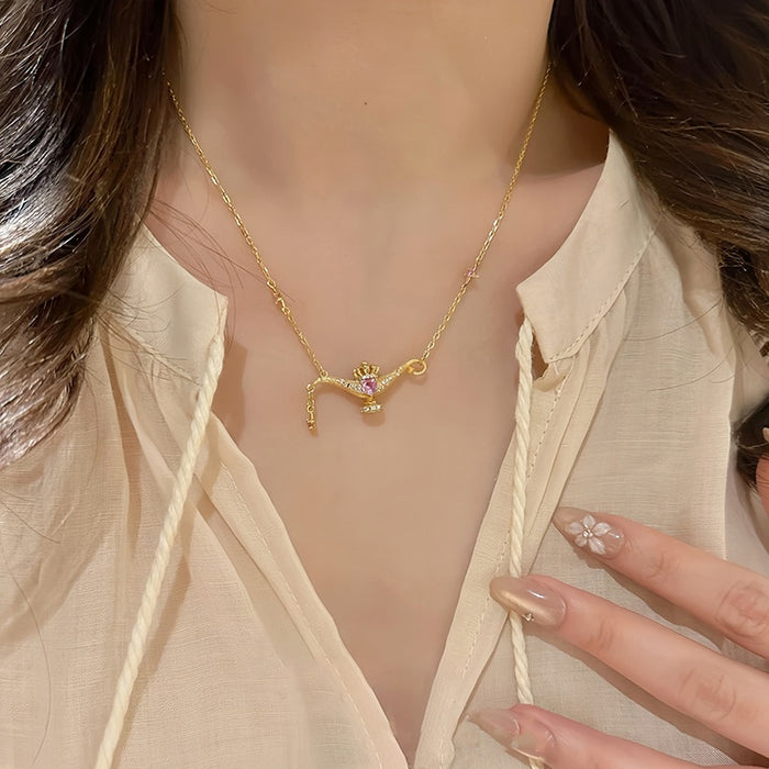 24K Gold Plated Copper Zircon Magic Lamp Star Geometric Light Luxury Clavicle Necklace