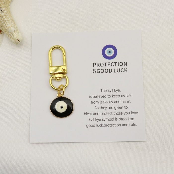 Metal Blue Evil Eye Good Luck Keychain Protection Gift – Black