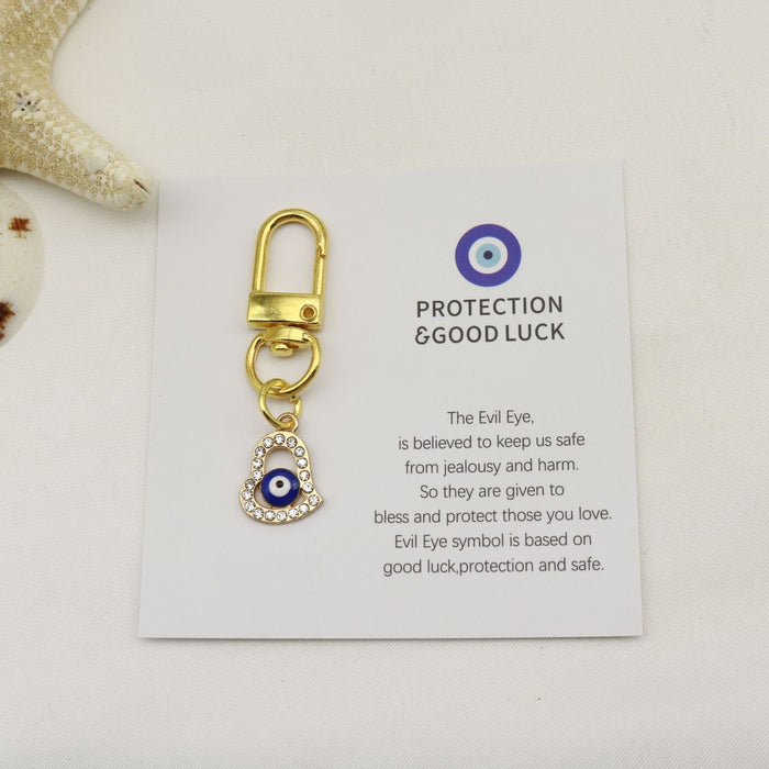 Zinc Alloy Evil Eye Good Luck Card Keychain Gift