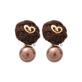 Light Luxury Faux Pearl Heart Stud Earrings With Round Cotton Thread Design For Women view 5