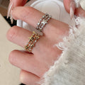 Light Luxury Copper Zircon Three Layer Star Open Ring Minimalist Fashion Index Finger Jewelry view 3