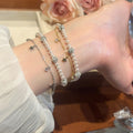Faux Pearl Beaded Double Layer Bangle With Zircon Star Charm For Women view 3