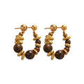 Vintage Maillard Stainless Steel Tiger Eye Beaded Necklace And Stud Earrings Jewelry Set view 5