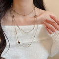 French Vintage Enamel Diamond Flower Artificial Crystal Sweater Necklace For Women view 3