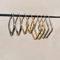 Light Luxury Iron Smooth Rhombus Pendant Hoop Earrings With Silver Posts For Women view 3