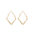 Light Luxury Iron Smooth Rhombus Pendant Hoop Earrings With Silver Posts For Women view 5