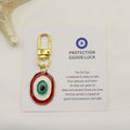 Metal Blue Evil Eye Keychain Good Luck Gift – Red view 6