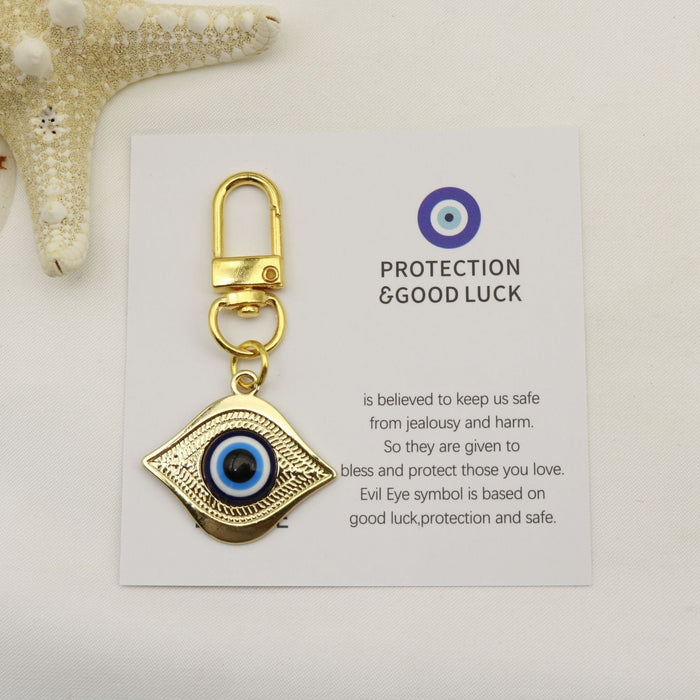 Metal Blue Evil Eye Good Luck Card Keychain For Gift – Silver