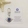 Metal Blue Evil Eye Good Luck Card Keychain For Gift – Silver view 6