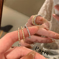 14K Gold Plated Imitation Pearl Zircon Geometric Ring For Women Light Luxury Round Design view 4