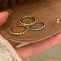 14K Gold Plated Imitation Pearl Zircon Geometric Ring For Women Light Luxury Round Design view 2