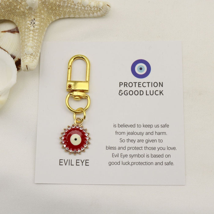Metal Blue Evil Eye Good Luck Keychain Protection Gift – Red