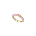 Korean Sweet Minimalist Copper Open Ring With Square Zircon And Enamel Geometric Design view 5