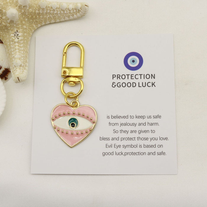 Metal Evil Eye Good Luck Card Keychain Protection Gift – Green