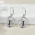 Valentine Heart Cat Back Dangle Earrings For Women, Cute Micro Pave Fashion Jewelry view 2