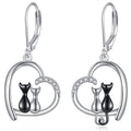 Valentine Heart Cat Back Dangle Earrings For Women, Cute Micro Pave Fashion Jewelry view 1