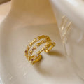 Vintage French Bamboo Joint Three Layer Open Copper Zircon Ring For Women view 2