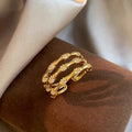 Vintage French Bamboo Joint Three Layer Open Copper Zircon Ring For Women view 1