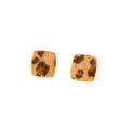 Vintage Gold Alloy Flocked Leopard Print Geometric Square Round Heart Minimalist Stud Earrings view 5