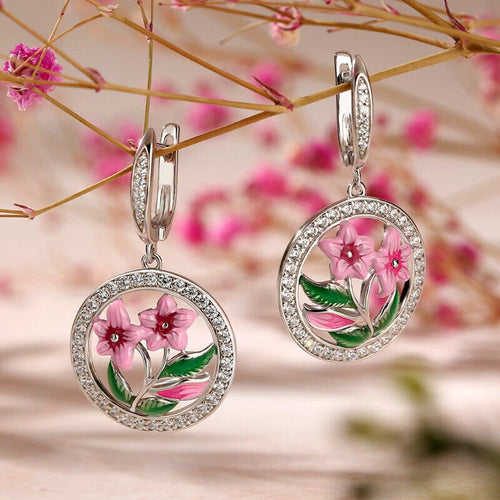 Ethnic Style Luxury Dangle Earrings Morning Glory Flower Leaf Pastoral Jewelry For Women