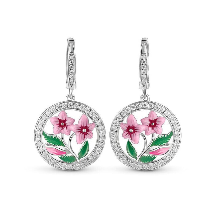 Ethnic Style Luxury Dangle Earrings Morning Glory Flower Leaf Pastoral Jewelry For Women