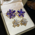 Light Luxury Alloy Rhinestone Flower Drop Earrings, Elegant Minimalist Floral Ear Jewelry For Women view 1