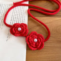 Knitted Flower Pendant Choker Necklace For Women, Elegant Light Luxury Collarbone Chain view 2