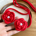 Knitted Flower Pendant Choker Necklace For Women, Elegant Light Luxury Collarbone Chain view 4