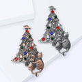 Alloy Rhinestone Cat Christmas Tree Brooch For Cardigan And Coat view 3