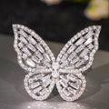 Korean Exaggerated Butterfly Micro Paved Zircon Ring For Women Elegant Luxury Single Jewelry view 3