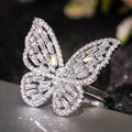 Korean Exaggerated Butterfly Micro Paved Zircon Ring For Women Elegant Luxury Single Jewelry view 2