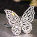 Korean Exaggerated Butterfly Micro Paved Zircon Ring For Women Elegant Luxury Single Jewelry view 1