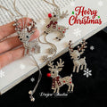 Light Luxury Christmas Rhinestone Deer Alloy Necklace Brooch Jewelry Set For Women view 3