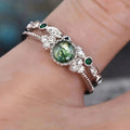 Hong Kong Style Elegant Two Piece Ring Set For Women With Faux Natural Jade Fashion Jewelry view 3
