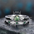Hong Kong Style Elegant Two Piece Ring Set For Women With Faux Natural Jade Fashion Jewelry view 4