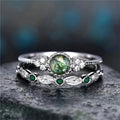 Hong Kong Style Elegant Two Piece Ring Set For Women With Faux Natural Jade Fashion Jewelry view 2