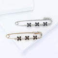 Alloy Rhinestone Four Leaf Clover Brooch For Women's Blazers view 3