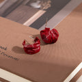 Elegant Red Enamel Wrinkled C Shape Alloy Studs For Women Korean Niche Statement Earrings view 3