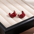 Elegant Red Enamel Wrinkled C Shape Alloy Studs For Women Korean Niche Statement Earrings view 2