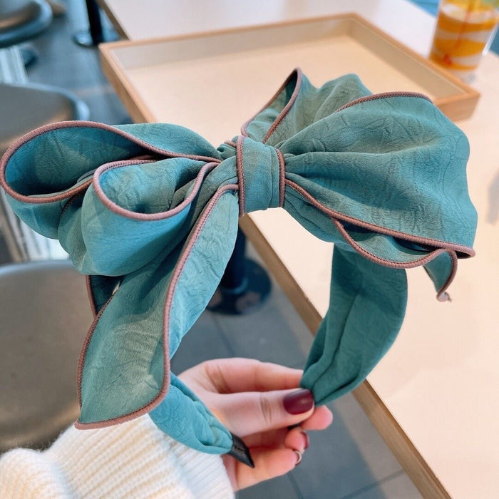 Textured Fabric Wide Bow Headband Korean Style Hair Accessory