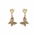 Luxury Rhinestone Crystal Heart Wing Butterfly Leaf Alloy Stud Dangle Jewelry Set For Women Earrings view 5