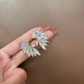 Luxury Rhinestone Crystal Heart Wing Butterfly Leaf Alloy Stud Dangle Jewelry Set For Women Earrings view 2