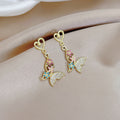 Luxury Rhinestone Crystal Heart Wing Butterfly Leaf Alloy Stud Dangle Jewelry Set For Women Earrings view 3