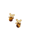18K Gold Plated Tiger Eye Letter X Stud Earrings With Silver Pins Maillard Style view 5