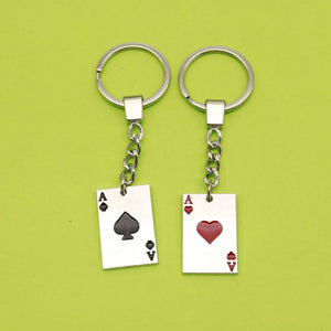 Zinc Alloy Minimal Playing Card Keychain Bag Charm Gift